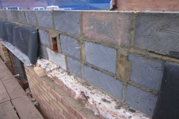 Showing the blockwork and insulation